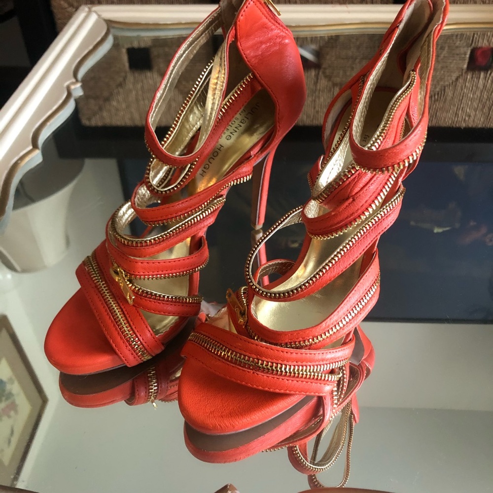 Strappy zipper sandals with 4” heel